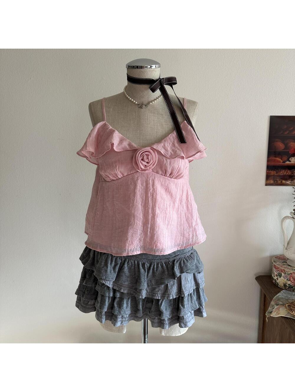 Pink rosette tank top